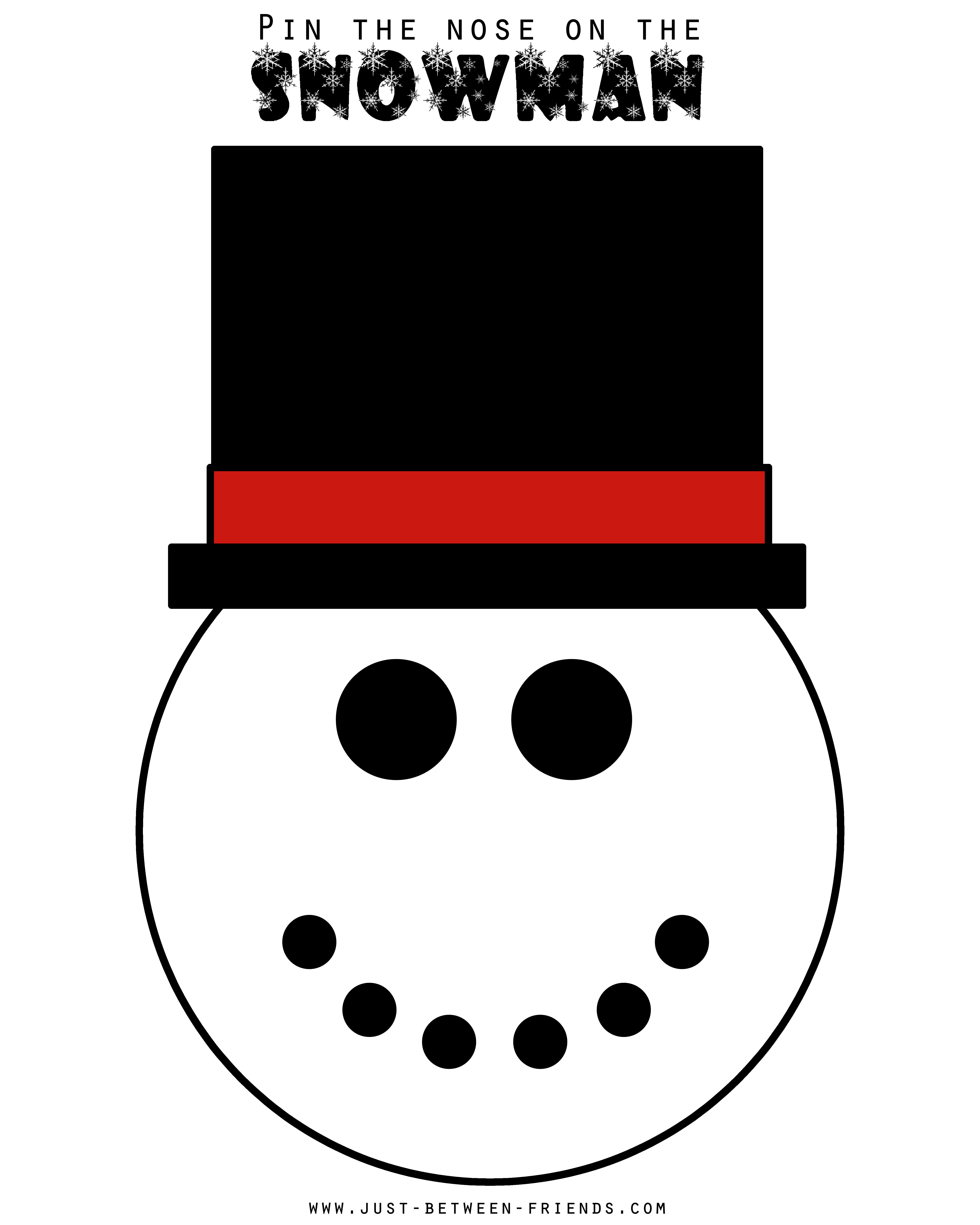 pin the nose on the snowman | free printable - just jonie